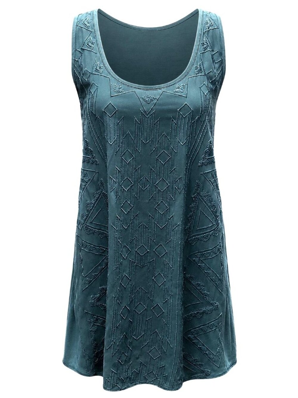 Mossimo Velvet Heart Large Teal Embroidered Sleeveless Tank Relaxed Fit Boho Chi